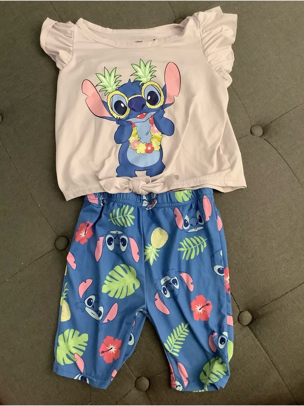 Disney lilo & Stitch T-shirt and Shorts Set girls 3T-4T beach crop top shorts